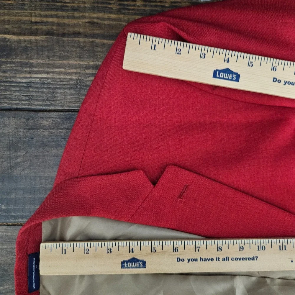 Stafford Essentials Men's Sport Coat Blazer Solid Red Wool Polyester Size 52L